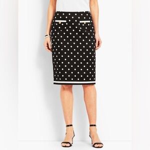 TALBOTS Petites Dark Navy & Cream Polka Dot Pencil Skirt | Size 14P